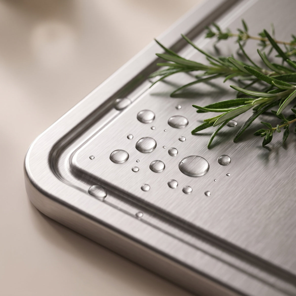 Superfície em aço inox escovado