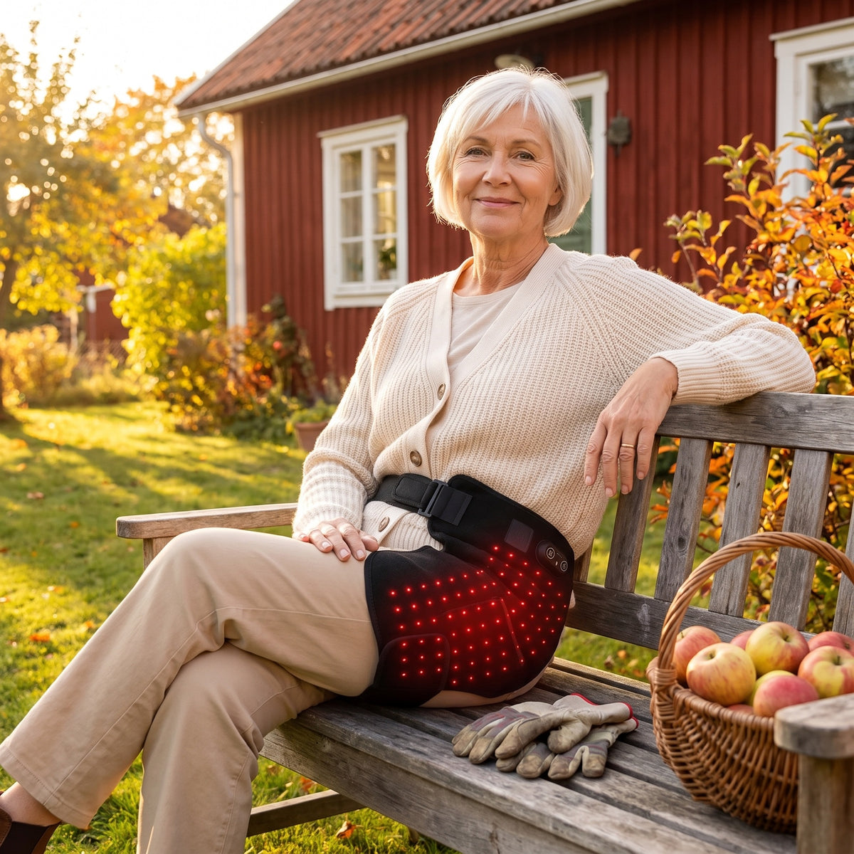 Saelia i trädgården en höstdag