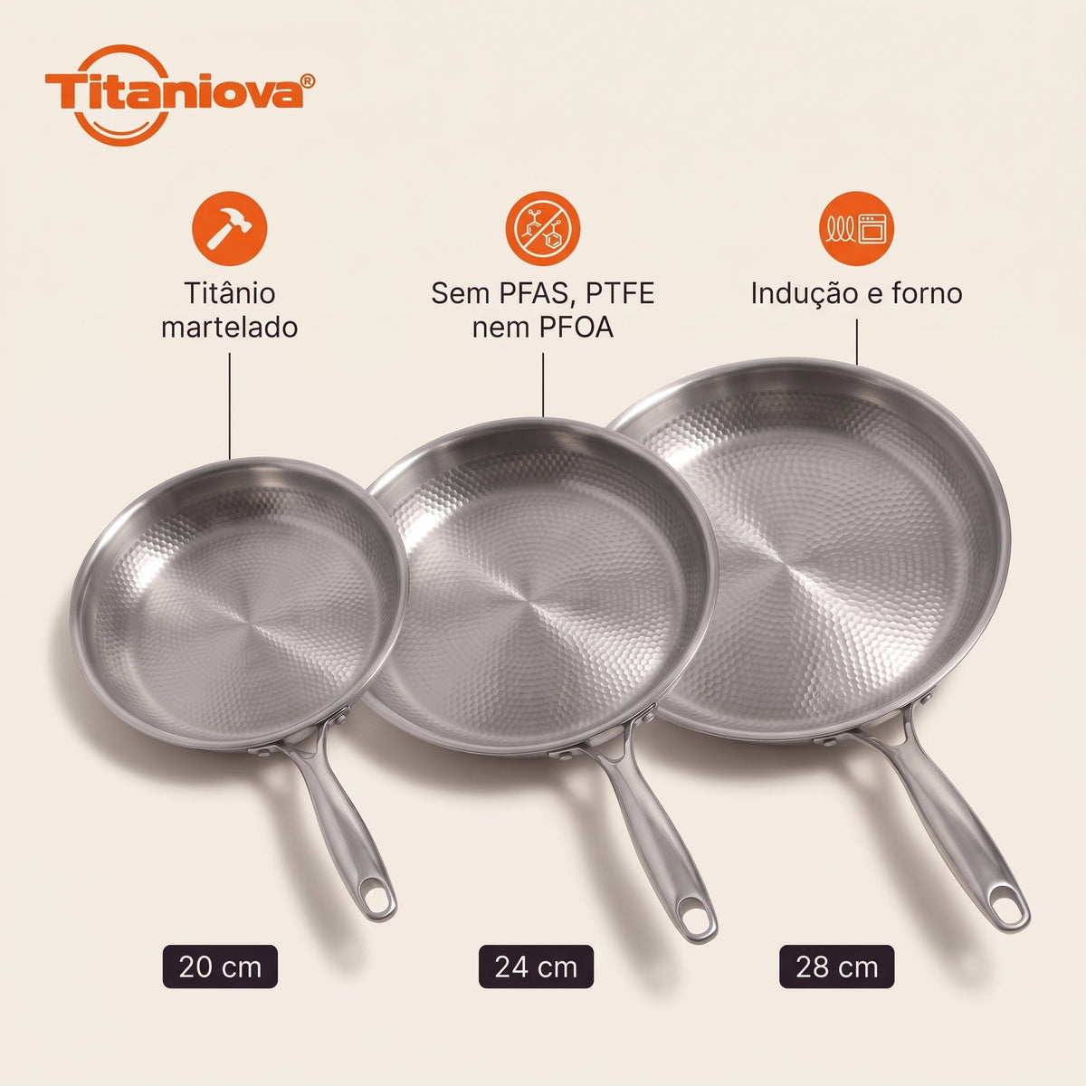 Conjunto 3 frigideiras Titaniova: características