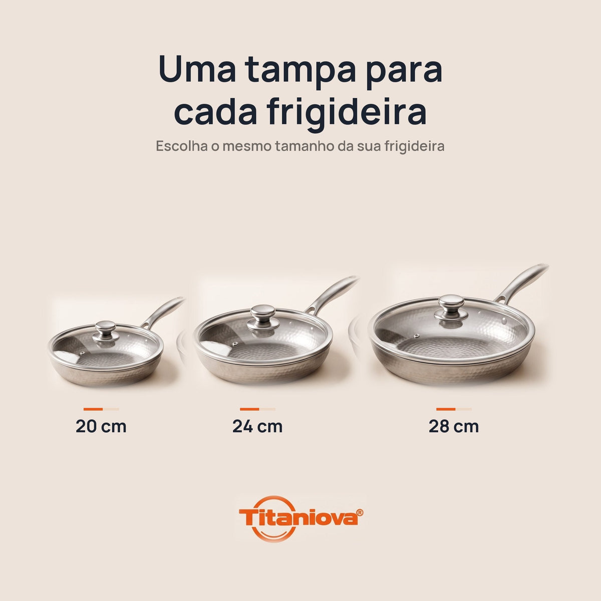Tampa Titaniova em vidro: 20, 24 ou 28 cm