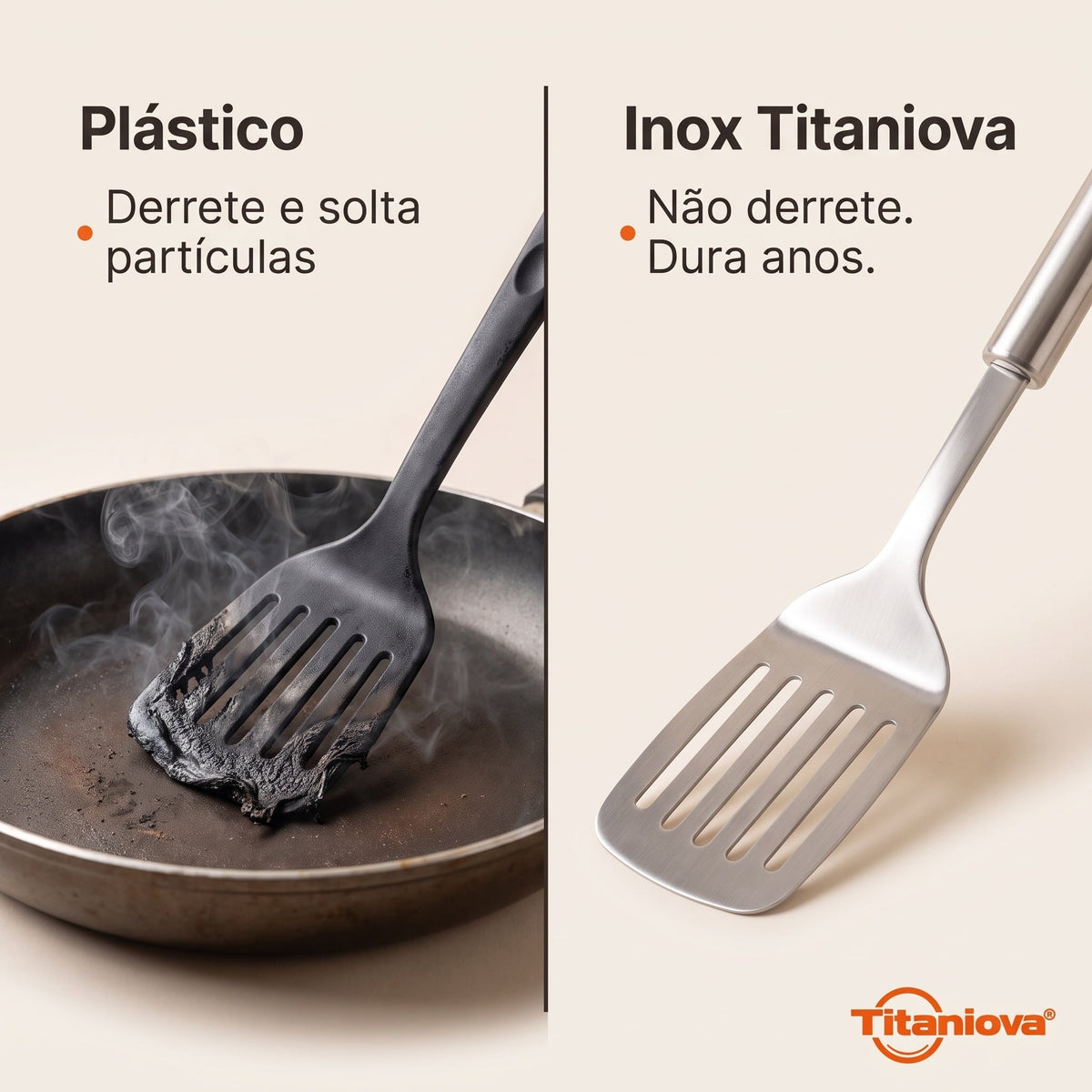 Espátula de plástico vs inox Titaniova