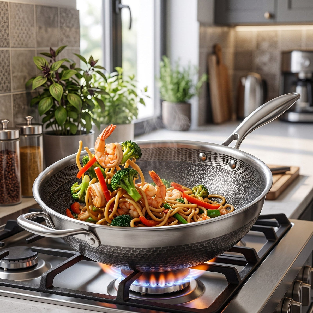 Wok Titaniova® em Titânio Martelado 32 cm